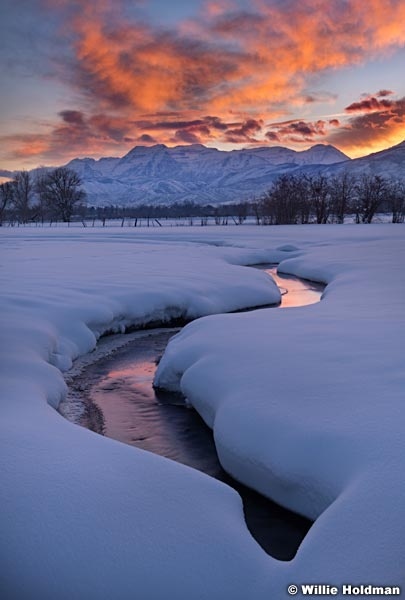 Meandering Stream Winter Sunset 012518 4204
