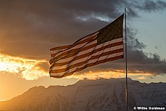 American Flag over timpanogos at sunset, heber, Utah