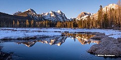 Sawtooth Mountains Reflection Panorama 031915