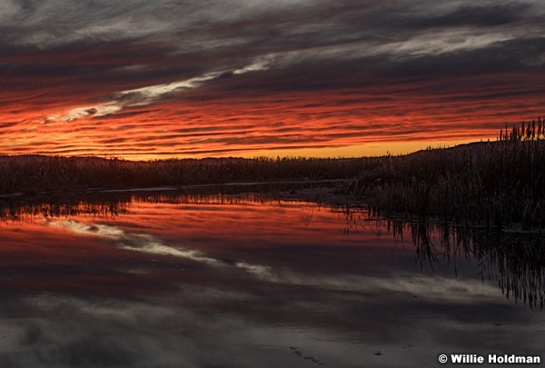 Awesome red skies over Utah Lake with reflection 110421 2354 2
